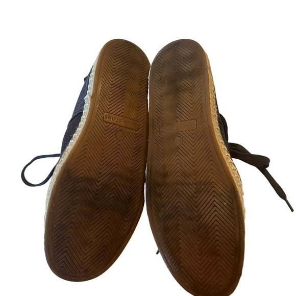 Sun Stone Zane Navy Denim Espadrille Sneaker Mens 8M W 9 Lace Up Beach Casual - Picture 11 of 13